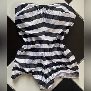 UniqueXVintage Barbie Black & White V classic Retro Swimsuit (Medium Large XL)